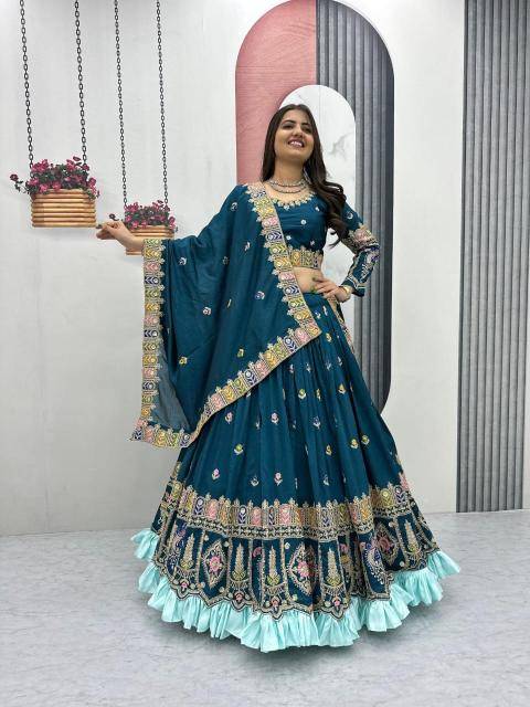 Tapi-308 Vichitra Blue Designer lehengha choli